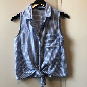 FRONT TIE STRIPED SHIRT